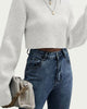 Ribbed-Knit Cropped Turtleneck Sweater in Ivory - thumbnail