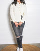 Crinkled Button Down Top in White - thumbnail