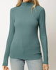 Ribbed Mock Neck Turtleneck Top in Teal - thumbnail