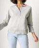 Contrast Trim Henley Sweater in Heather Grey - thumbnail
