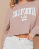 Long Sleeve Cropped California Shirt in Mocha - thumbnail