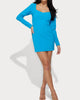 Sinclair Long Sleeve Cutout Mini Dress in Amalfi Blue - thumbnail