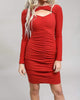 Sweetheart Ruched Dress in Brick - thumbnail