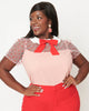 Smak Parlour Pink & Red Hearts Collared Bow Blouse - thumbnail