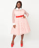 Unique Vintage Pink & Red Flocked Hearts Tulle Swing Dress - thumbnail