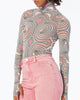 Zadie Power Mesh Turtleneck Top in Pastel Geo - thumbnail