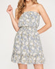 Audrey Floral Strapless Dress In Blue/Grey - thumbnail