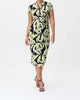 Leaf Print Wrap Style Dress In Black/Multi - thumbnail