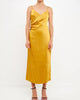 Good Satin Wrap Midi Dress In Gold - thumbnail
