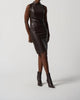 Faux Leather Sheath Dress In Mocha - thumbnail