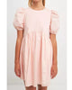Poplin Puff Sleeves Dress In Light Pink - thumbnail