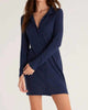 Zeda Rib Button Up Dress In Midnight Blue - thumbnail