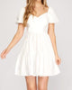 V Neck Dress In White - thumbnail