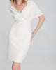 Scuba Crepe Wrap Dress With Pearl Detail 241761 In Vanilla - thumbnail