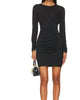 Ruched Long Sleeve Dress In Black - thumbnail