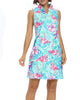 Ruffle Neckline Shift Dress Avery In Aqua - thumbnail