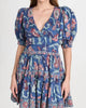 Rory Print Puff Sleeve Mini Dress In Rose Multi - thumbnail