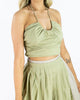 Spaghetti Strap Crop Top In Olive Green - thumbnail