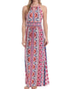 Morris Geometric Maxi Dress In White/Pink - thumbnail