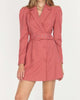 Kayla Pinstripe Belted Blazer Dress in Desert Rose - thumbnail