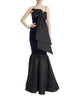 Two-Tone Velvet Bow Mermaid Gown In Midnight Black - thumbnail
