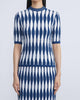 Shibori Inspired Stretch Crew Sweater in Parisian Blue Multi - thumbnail