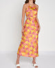 Recycled Satin Cutout Maxi Dress in Multi Print - thumbnail