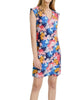 Cap Sleeve Floral Shift Dress In Navy/Pink Floral - thumbnail