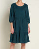 Scouter Cord Tiered Long Sleeve Dress In Midnight - thumbnail