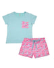 Women'S Pajama Lounge Set in T-Shirt Flamingo - thumbnail