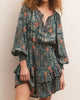Jo Printed Mini Dress In Calypso Green - thumbnail