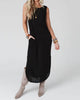 Cassie Sleeveless Pocket Slinky Maxi Dress In Black - thumbnail