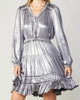 Metallic Tiered Mini Dress In Silver - thumbnail