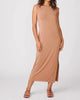 Luxe Jersey Boatneck Midi Dress In Cafe - thumbnail