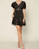 The Alva Short Sleeve Lace Trim Mini Dress In Black - thumbnail