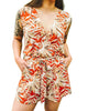 Donna Romper in Rust Palm Print - thumbnail