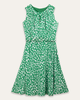 Cora Polka Dot Pleated Neck Midi Dress - thumbnail