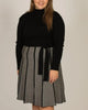 Fiola Dress Knit Solid Mock Herringbone Skirt Black - thumbnail