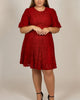 Calista Dress Cotton Fit & Flare Red Lace - thumbnail
