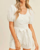 Puff Sleeve Romper In White - thumbnail