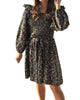 Autumn Floral Mini Dress In Brown/Black - thumbnail