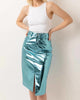 Lupe Metallic Pencil Skirt In Ice Blue - thumbnail