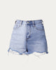 Two-Tone Colorblocked Denim Short In Light Denim - thumbnail