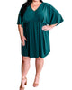 Dolman Sleeve Stretchy Dress In Hunter Green - thumbnail