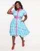 Barbie x Unique Vintage Blue Barbie Print Shirt Dress - thumbnail