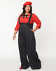 Unique Vintage Black & White Pin Dot Rochelle Suspender Pants - thumbnail