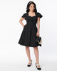 Unique Vintage Black Capelet Swing Dress - thumbnail