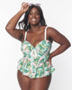 Unique Vintage Green Monstera Print Solana Tankini Swim Top - thumbnail