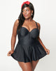 Unique Vintage Black Skirted One Piece Swimsuit - thumbnail
