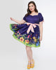 Unique Vintage 1950s Purple Carnivorous Plants Dakota Flare Dress - thumbnail
